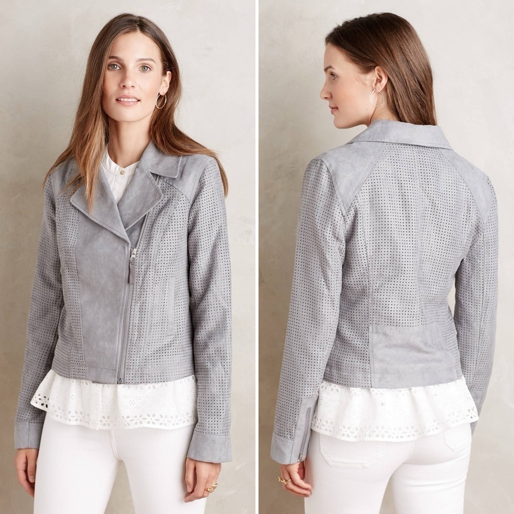 Anthropologie HEI HEI Vegan Suede Moto Jacket